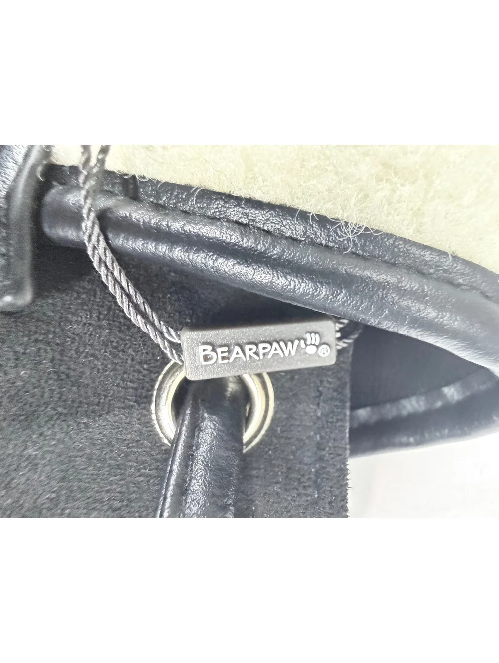 Bearpaw Black and White Sherpa Faux Leather Backpack